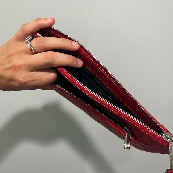 Marc Jacobs Made in Italy Red Leather Portfolio Clutch Zipper Clutch